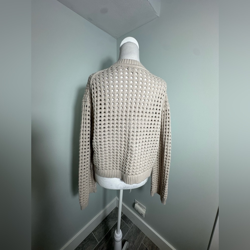 VELVET BY GRAHAM & SPENCER Sammie Mesh Knit Crew Neck Sweater in Dune Size XS - Picture 10 of 17